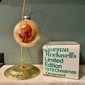 70s Vintage Norman Rockwell Limited Edition Christmas Ornament 4th Santa Map
